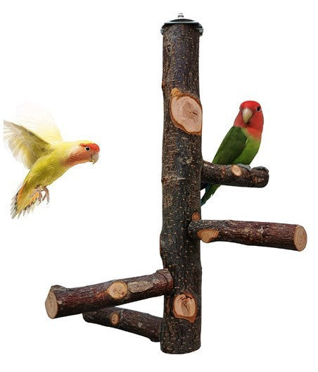Natural Wood Hanging Multi Level Bird Perch
