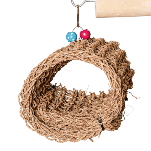 Natural Seagrass Bird Cave with Beads and Hanger