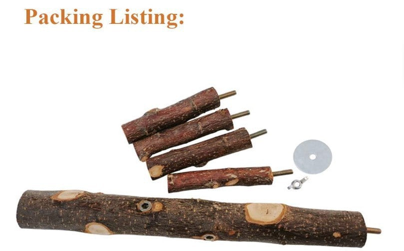 Natural Wood Hanging Multi Level Bird Perch