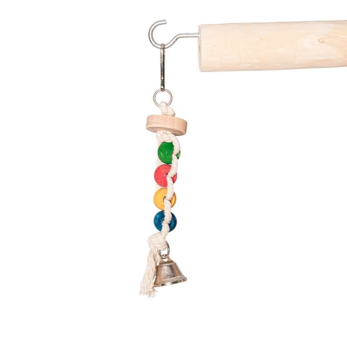 Bird Toy Chewable with Rope and Colorful Beads