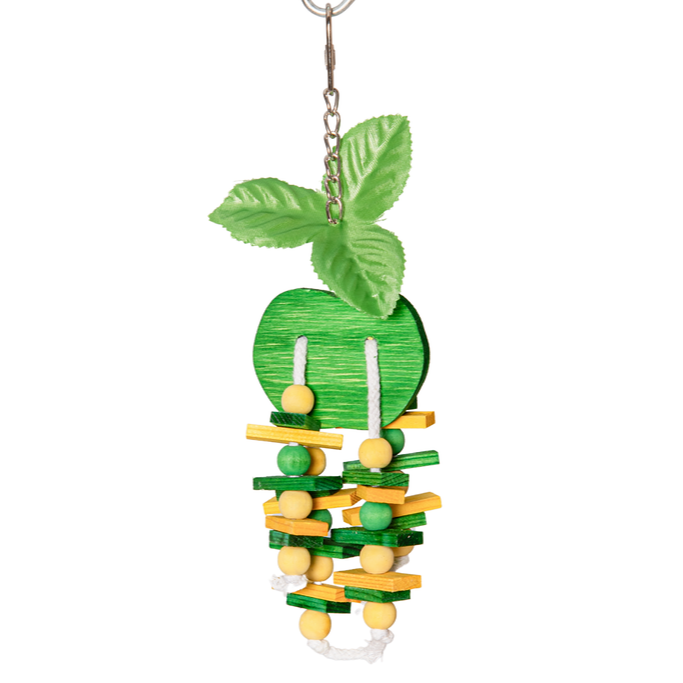 Bird Toy Chewable with Wooden Apple and Rope