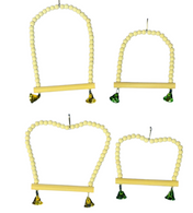 Natural Beaded Bird Swing on Wire Frame