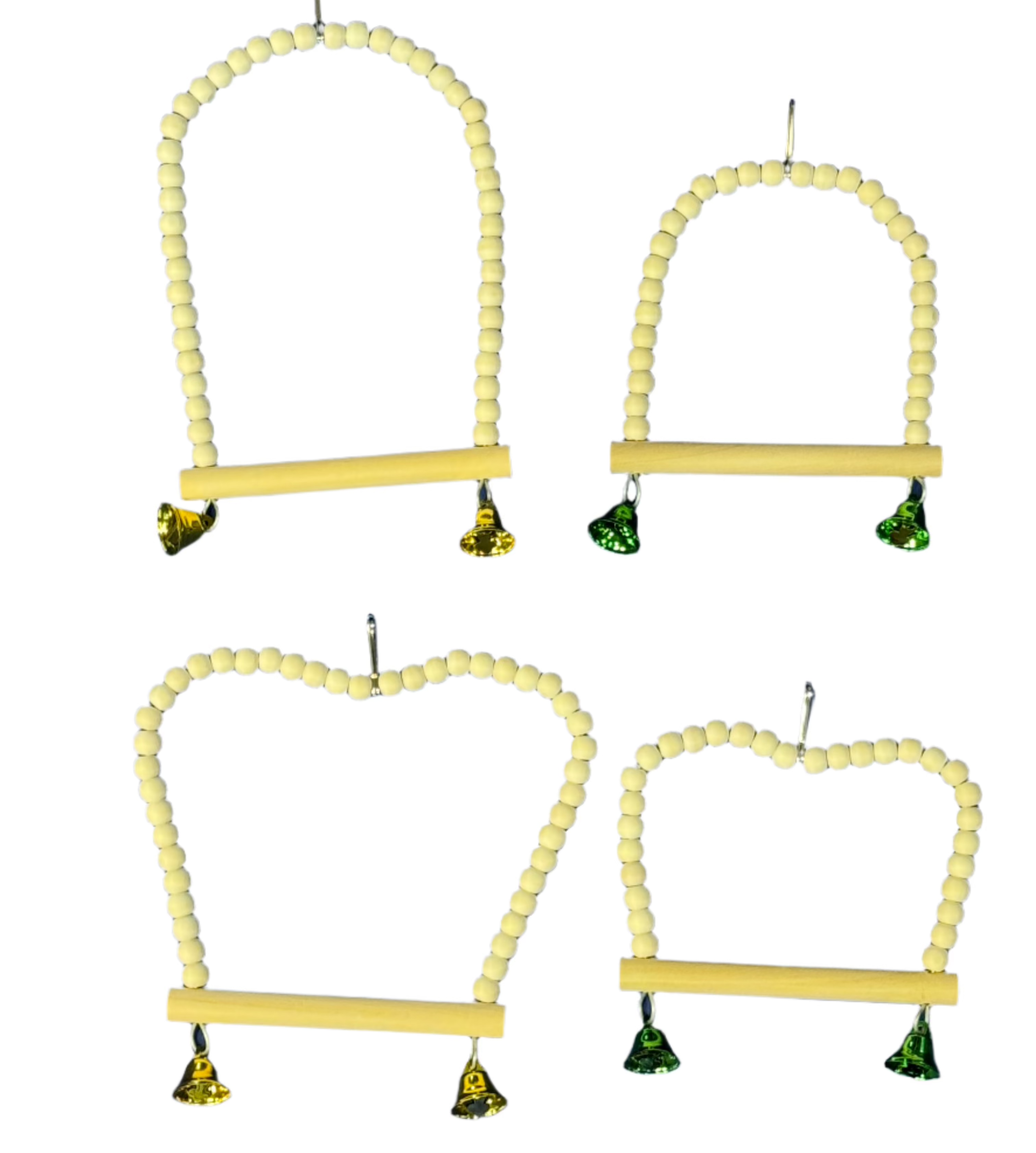 Natural Beaded Bird Swing on Wire Frame