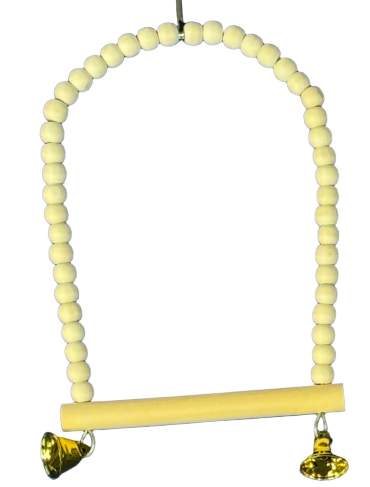 Natural Beaded Bird Swing on Wire Frame