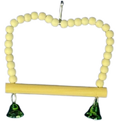 Natural Beaded Bird Swing on Wire Frame