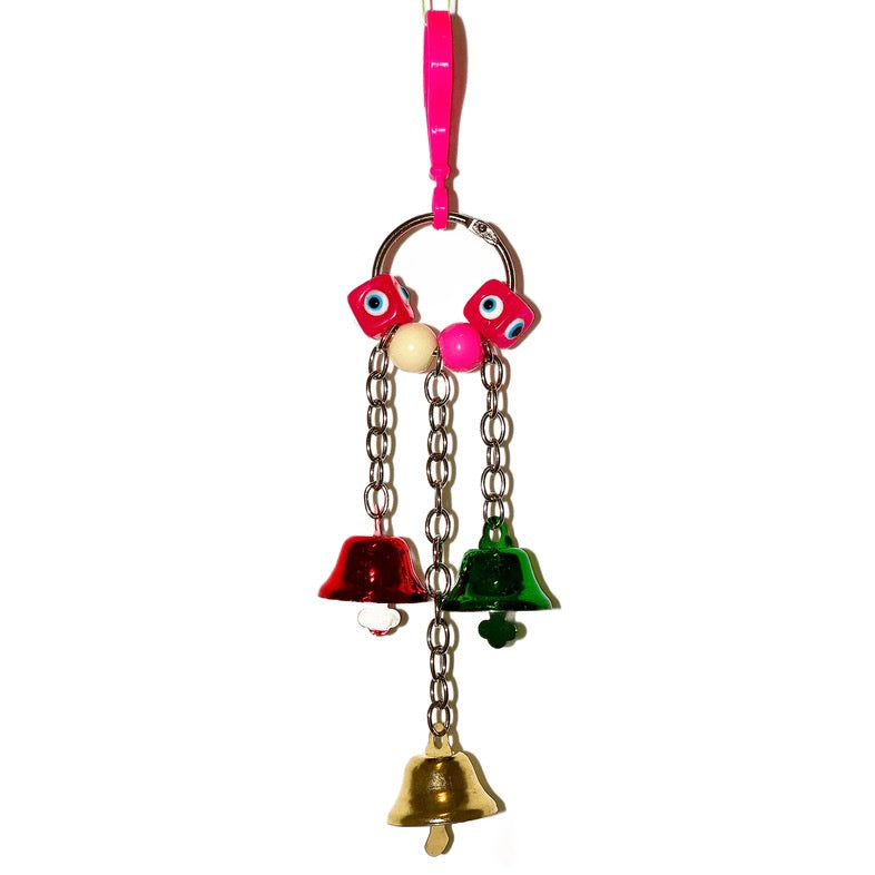 Triple Bell Hanging Toy with Chain & Beads for Budgies