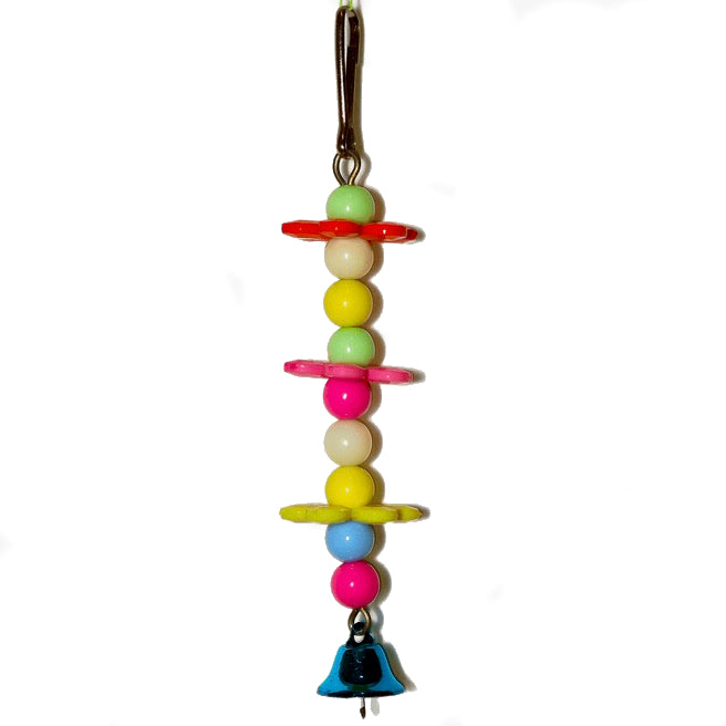 Pastel Bead Stack & Bell Hanging Toy for Budgies