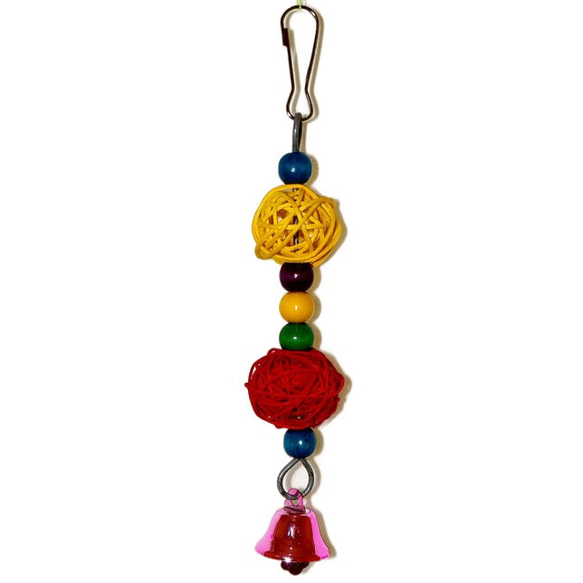 Rattan Ball & Bell Hanging Toy for Budgies